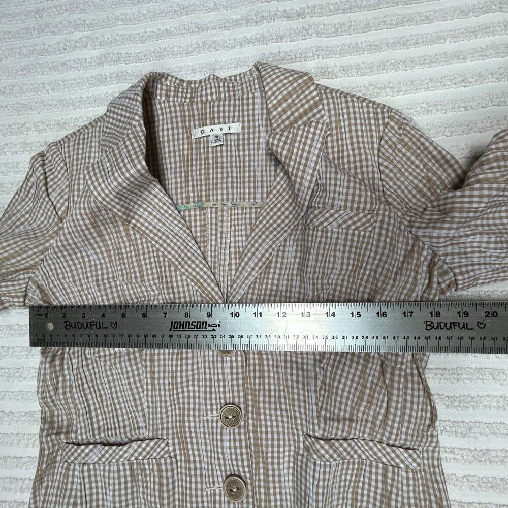 CAbi Style #346 Ginger Snap Crinkle Seersucker Gingham Blazer Jacket Medium - Picture 7 of 9